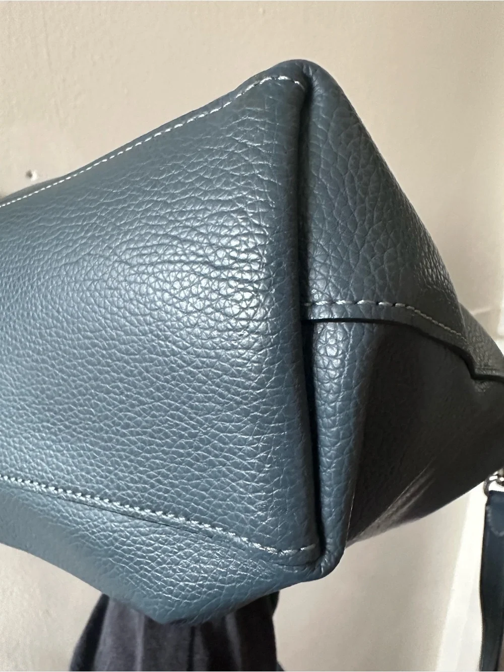 COACH THEA BAG Soft Pebbled Leather Tote Denim Blue Silver Hardware NEVER USED - Picture 5 of 11